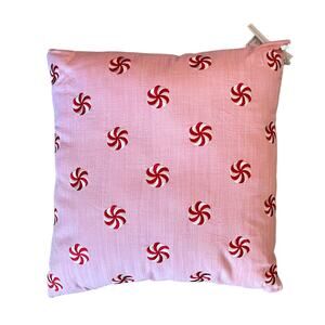 Pinkmas Peppermint Swirl Pillow 20x20 Embroidered Christmas Holiday Decor NEW
